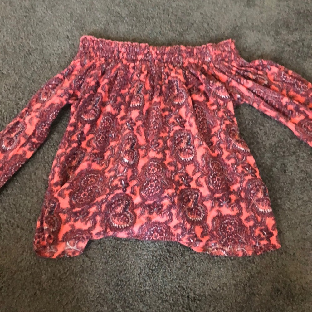 long sleeve floral off the shoulder shirt!